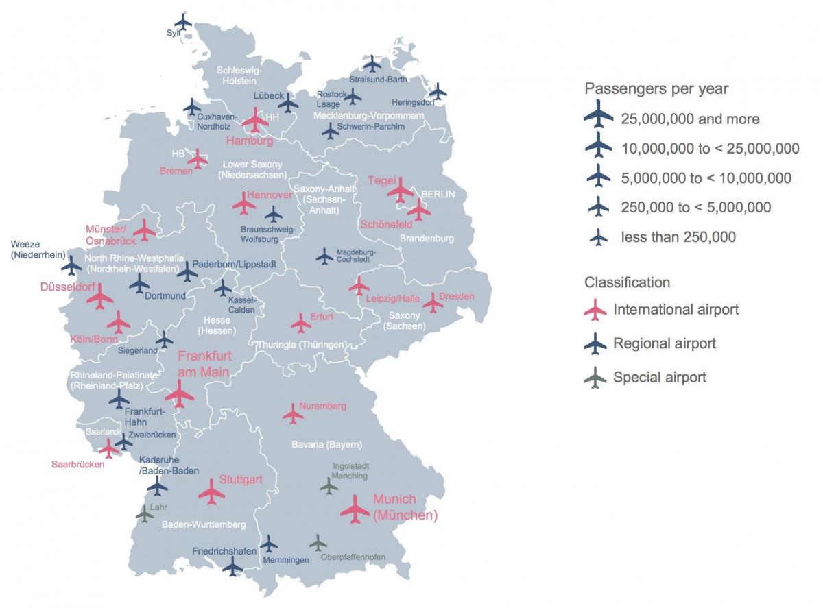 خريطة مطارات ألمانيا