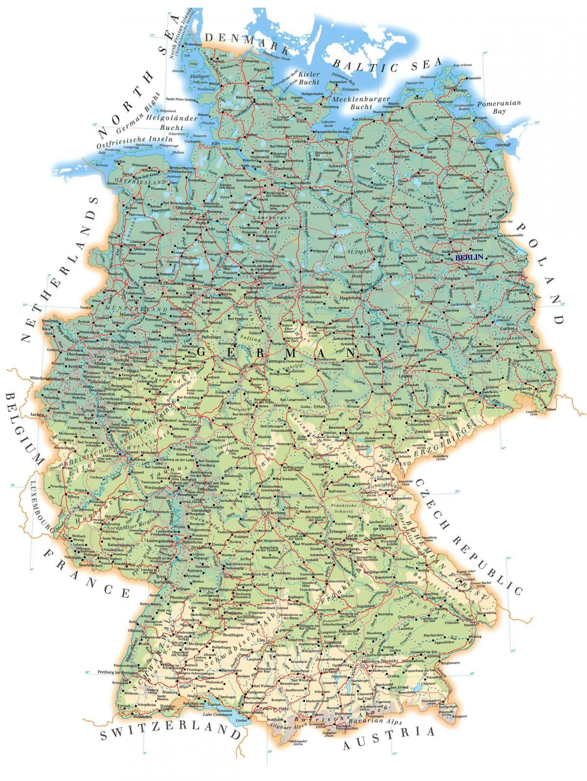 ألمانيا ارتفاع الخريطة