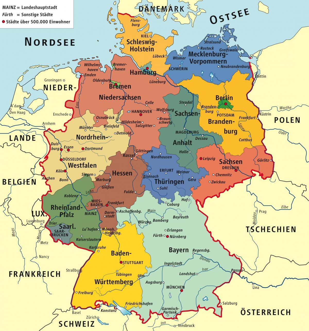 الخريطة الإدارية لألمانيا