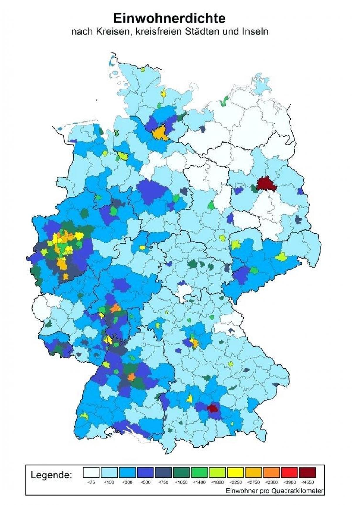 خريطة الكثافة في ألمانيا