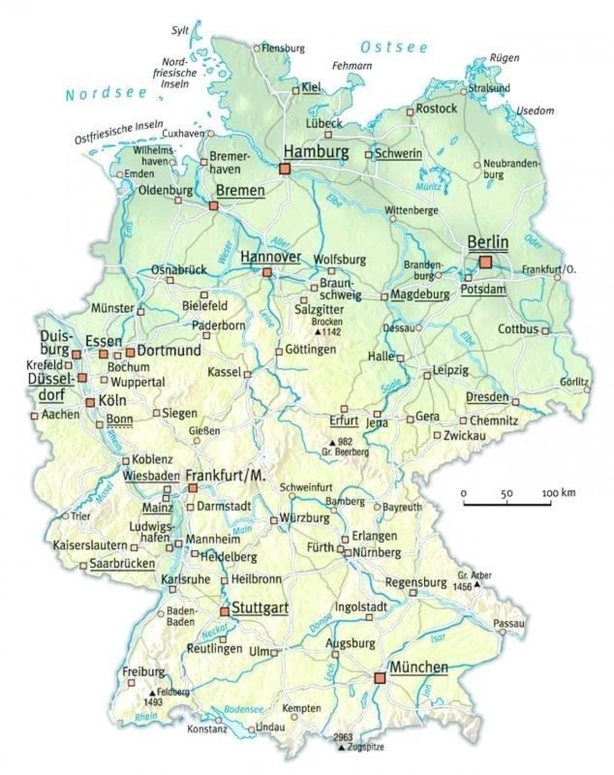 خريطة الأنهار في ألمانيا