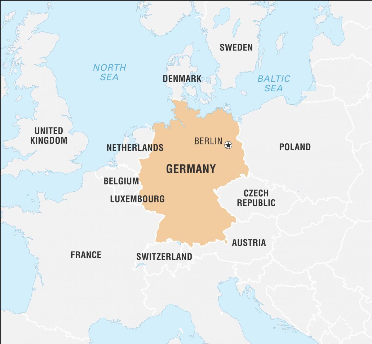 خريطة ألمانيا والدول المجاورة